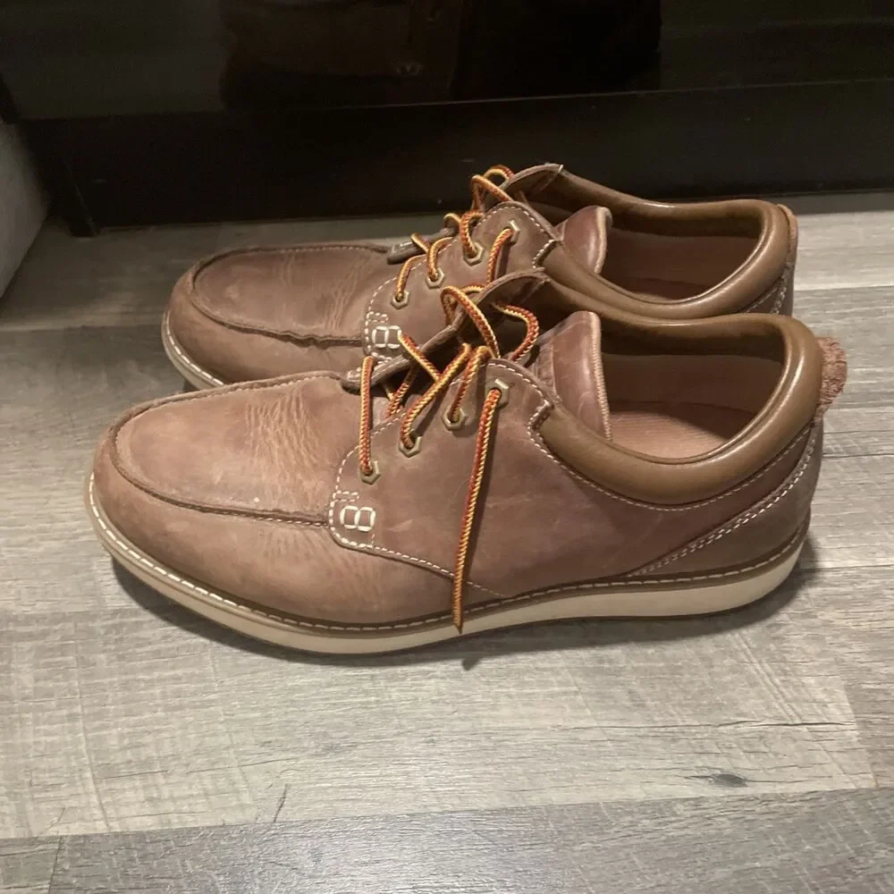 LL Bean Stonington Men's 13 Wide EE Moc Toe Leather Oxford Shoes Cocoa 507140